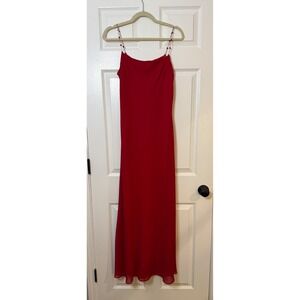 Scott McClintock Vintage Red Beaded Strap Maxi Dress Formal Evening Gown Size 10